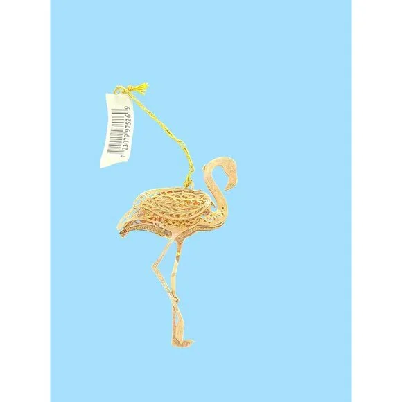 VTG Baldwin Flamingo Ornament 3D Tropical Collection Rose Gold Metal Filigree - Picture 3 of 11